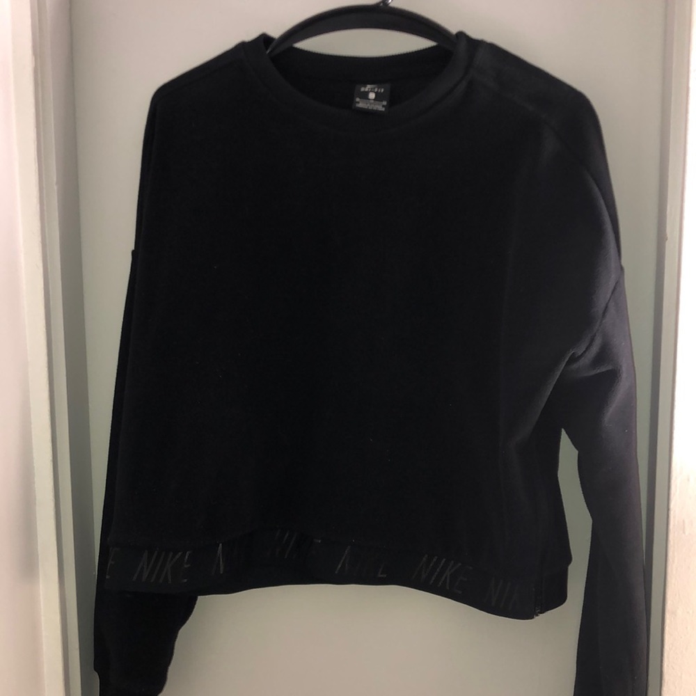 Nike, black crop sweatshirt with side zipper